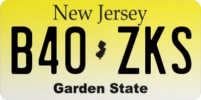 NJ license plate B40ZKS