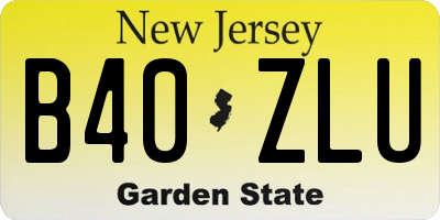 NJ license plate B40ZLU