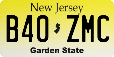 NJ license plate B40ZMC