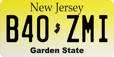 NJ license plate B40ZMI