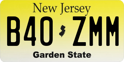 NJ license plate B40ZMM