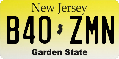 NJ license plate B40ZMN