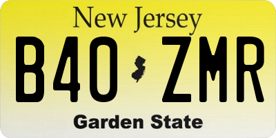 NJ license plate B40ZMR