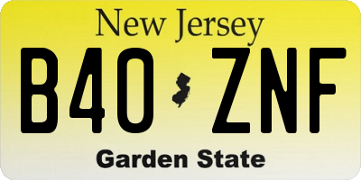 NJ license plate B40ZNF
