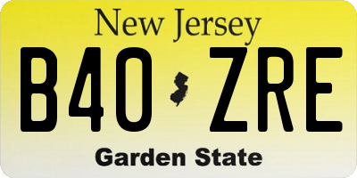 NJ license plate B40ZRE