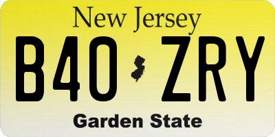 NJ license plate B40ZRY