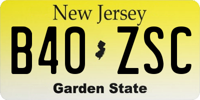 NJ license plate B40ZSC
