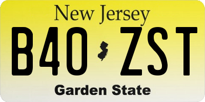 NJ license plate B40ZST