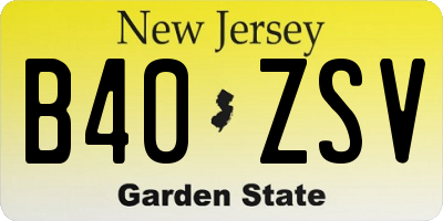 NJ license plate B40ZSV