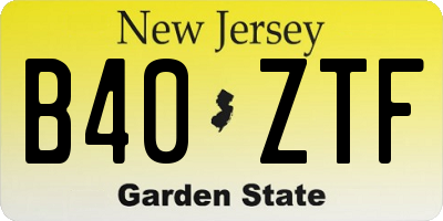 NJ license plate B40ZTF