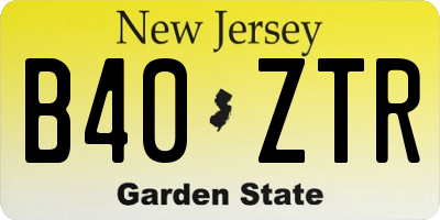 NJ license plate B40ZTR