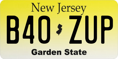 NJ license plate B40ZUP