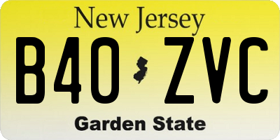 NJ license plate B40ZVC