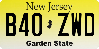 NJ license plate B40ZWD