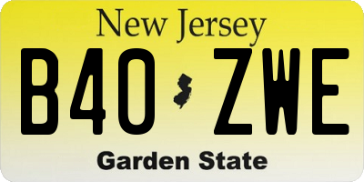 NJ license plate B40ZWE