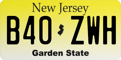 NJ license plate B40ZWH