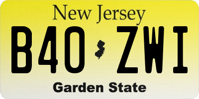 NJ license plate B40ZWI