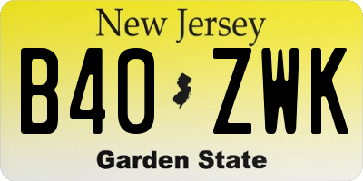 NJ license plate B40ZWK