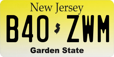 NJ license plate B40ZWM