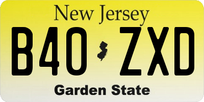 NJ license plate B40ZXD