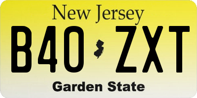 NJ license plate B40ZXT