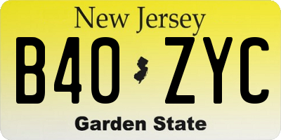 NJ license plate B40ZYC