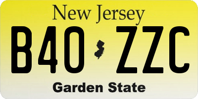 NJ license plate B40ZZC