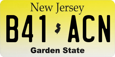 NJ license plate B41ACN