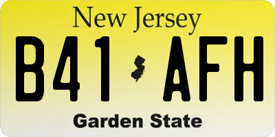 NJ license plate B41AFH