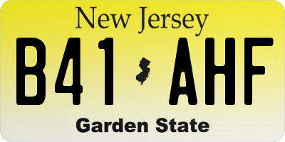 NJ license plate B41AHF