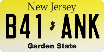 NJ license plate B41ANK