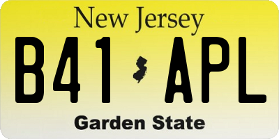 NJ license plate B41APL