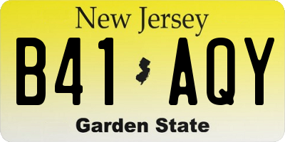 NJ license plate B41AQY
