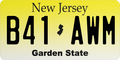 NJ license plate B41AWM