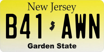NJ license plate B41AWN