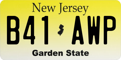 NJ license plate B41AWP
