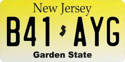 NJ license plate B41AYG