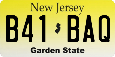 NJ license plate B41BAQ