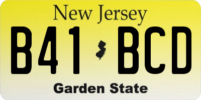 NJ license plate B41BCD