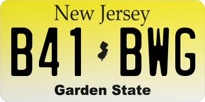 NJ license plate B41BWG