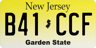 NJ license plate B41CCF