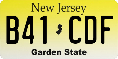NJ license plate B41CDF