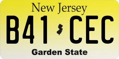 NJ license plate B41CEC