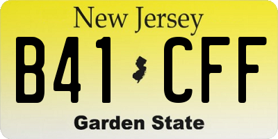 NJ license plate B41CFF