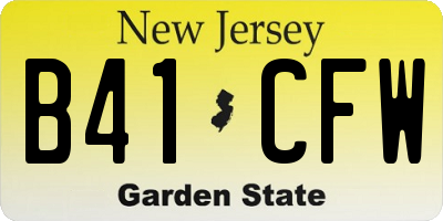 NJ license plate B41CFW