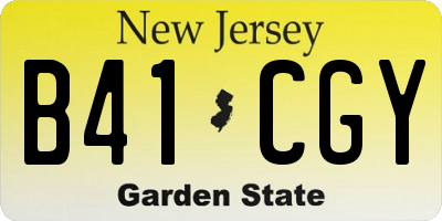 NJ license plate B41CGY