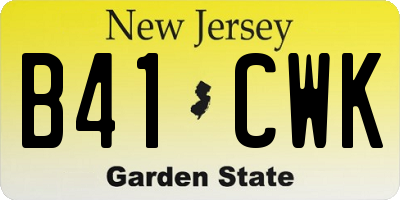 NJ license plate B41CWK