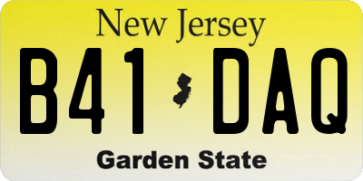 NJ license plate B41DAQ