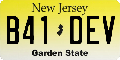 NJ license plate B41DEV