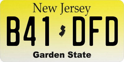 NJ license plate B41DFD